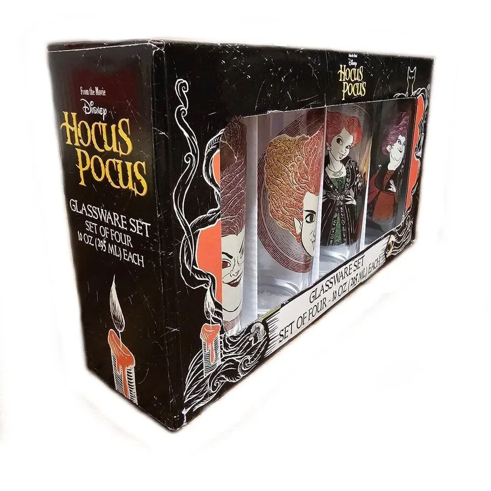 NWT Disney Hocus Pocus Sanderson Sisters Glassware Set Set of 4 Halloween Party